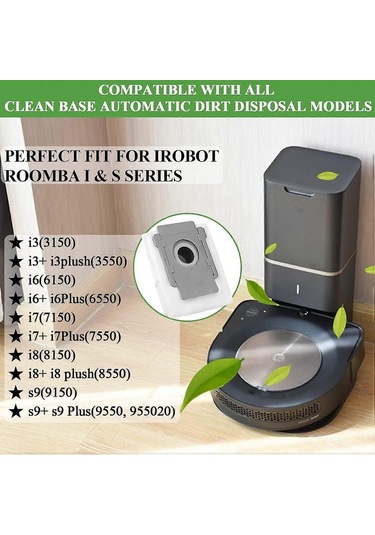 Roomba Robot Süpürge Toz Torbası, 3'lü Paket, İrobot Modelleri I7, I7+, I3+, I6+, I8+, S9+ İle Uyumlu B Inox