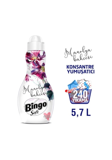 Bingo Soft Konsantre Çamaşır Yumuşatıcısı Manolya Bahçesi 4 x 1440 ML