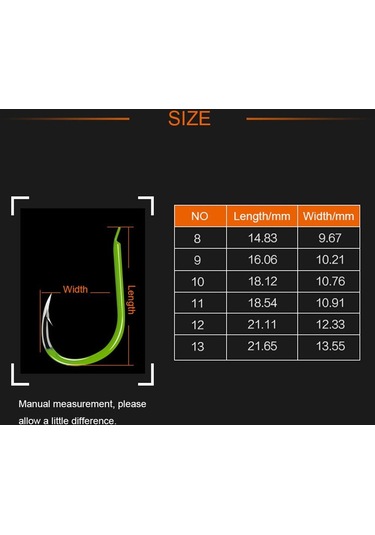 50 Adet Aydınlık Balıkçılık Kancaları Karbon Çelik Gece Glow Balıkçılık Kancaları Type 2&11