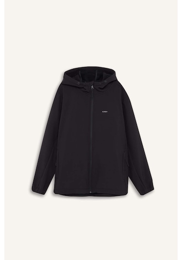 DeFactoFit Su İtici Regular Fit Kapüşonlu Fermuarlı Softshell Mont D6178AX25SPAR220
