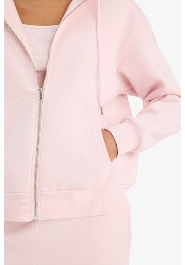 Defacto Relax Fit Kapüşonlu Sweatshirt C1809AX25SP Pembe