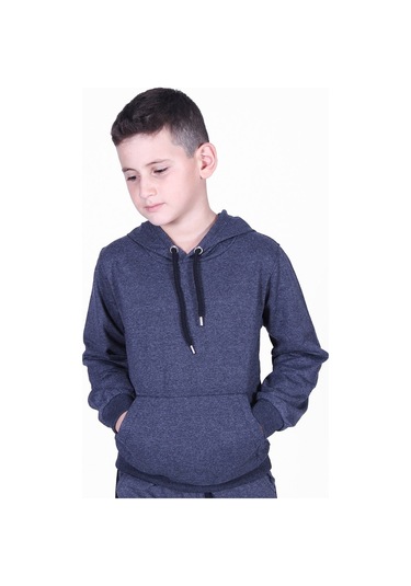 Fyk Kids Düz Kanguru Cepli Kapşonlu Sweatshirt Füme