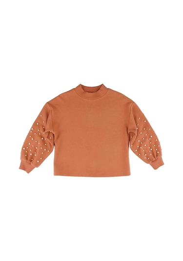 Bestkids Kız Çocuk Balon Kollu İnci Detaylı Sweatshirt 001