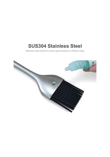 Fortunelane Large Ergonomic Stainless Steel Handle Silicone Bbq Brush - 230c Heat Resistant, Easy To Wash, For Spreading Sauce On