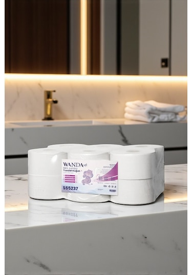 Wanda Soft Mini Jumbo Tuvalet Kağıdı 6 Kg 145m Rulo - 12'lı Paket - 2 Katlı, 21cm Yaprak Eni