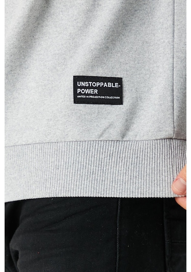 MMetalic Basic Bisiklet Yaka Erkek Sweatshirt Gri