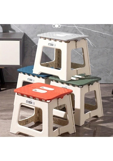 Fochsia Kırmızı Orta Katlanır Tabure: 4 Renk, Taşınabilir, Tutacaklı, Kaymaz İç-dış Kullanım Kırmızı