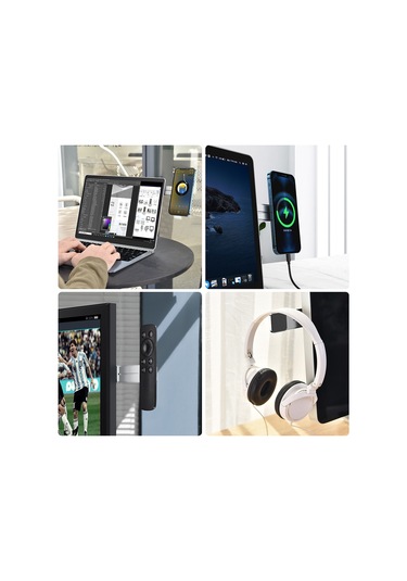 Honmex Gri Aluminyum Manyetik Telefon Tutucu - Bilgisayar Ekran Yanı Montajlı, Boyun Ağrısı Azaltıcı, Ergonomik Tasarım