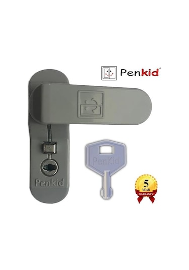 Penkid Pvc Çocuk Emniyet Güvenlik Kilidi Düğmeli Anahtarlı Gri