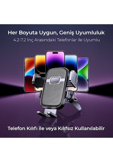 Kingma Metal Kancalı Havalandırma Destekli Araç İçi Telefon Tutucu -