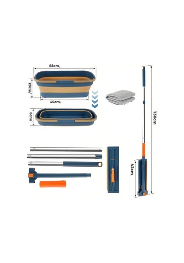 Büro Ev Ofis Yazlık Hijyeni İçin Katlanır Tekerli Paspas Kovalı Sıkan Zemin Tenizlik Mopu