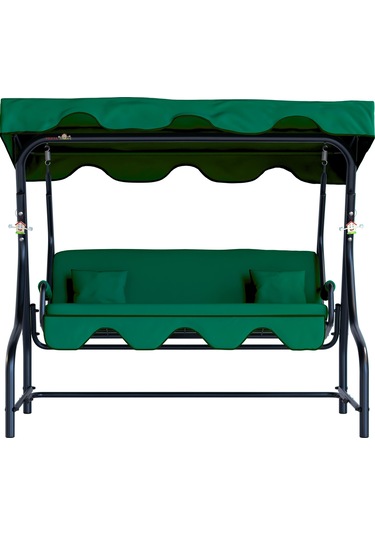 Bahçe Salıncağı 3 Kişilik Metal Salıncak Dalyan Koruma Kılıfı Hediye Yeşil
