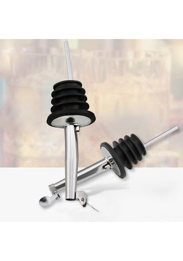 Konesam 304 Paslanmaz Çelik Şarap Pourer, Gömlekli Kapaklı, Silikon Mantar, Akış Kontrol, Bar Ve Mutfak Gereci, Siyah Tip 2