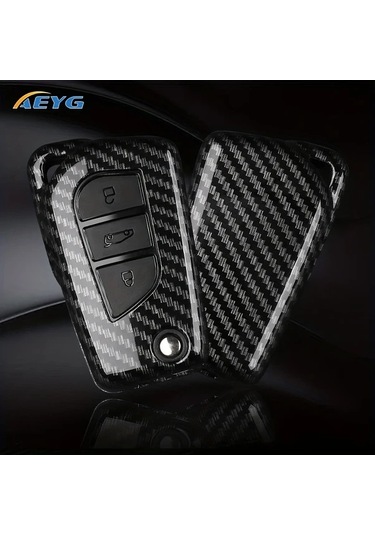 Dashanshop Karbon Fiber Abs Araç Anahtar Kılıfı 3 Tuşlu Çizilmeye Dayanıklı 2012-2024 Rav4 Corolla