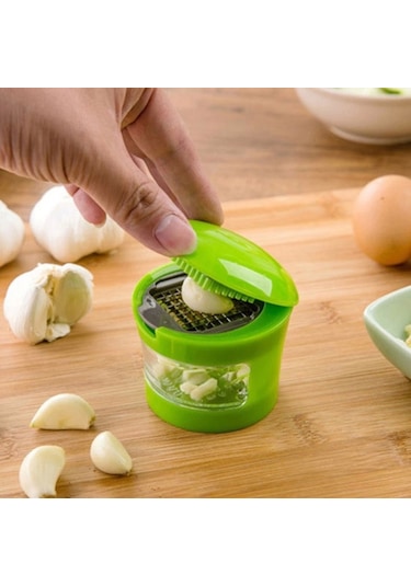 2 Farklı Bıçaklı Hazneli Kapaklı Pratik Sarımsak Soğan Rendesi Yeşil