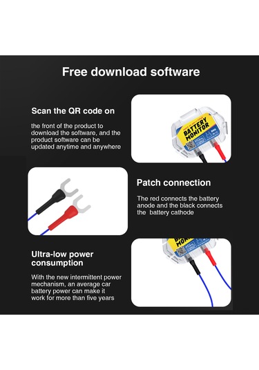 Ranyeek Otomobil Bt Akü Monitörü - Gerçek Zamanlı Sıcaklık, Voltaj, Sağlık, Şarj Durumu Takibi Ve Anormal Alarm - 7 Dil Seçeneği