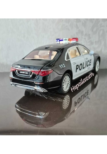 Metal Oyuncak Polis Araba Mercedes Maybach Model Araç Sesli Işıklı Çekbırak Diecast 23cm Diğer
