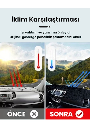 Pelüş Torpido Koruma Örtüsü Uzun Tüylü Siyah