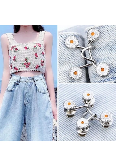 Tırnaksız Metal Kot Düğmesi Snaps Ayrılabilir Pantolon Klipleri Düğmeler Pimleri Dıy Bel Gergi Giyim Tokaları Dikiş Araçları 1 Pair Silver