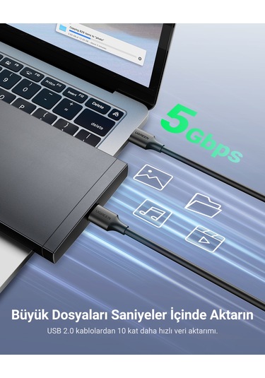 Ugreen Usb-a 3.0 Data Kablosu 1 Metre, Siyah, 10370