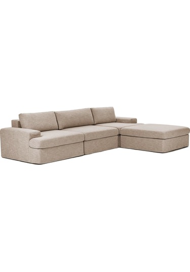 Mode Siesta Pro Kuş Tüyü Köşe Koltuk 4 Modül 11 Kahverengi Keten