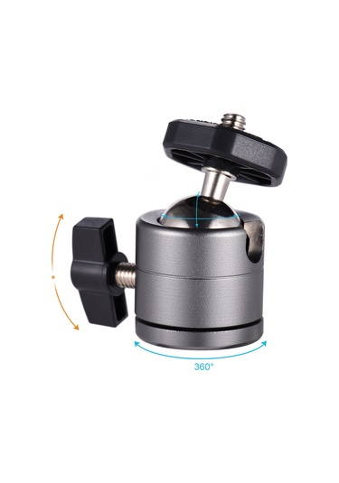 Geeroyoo Gri Alüminyum Mini Kafa, 360 Dönüşlü, 1/4" Vida, Fotoğraf Kamera Ve Kamkorder İçin Tripod Uyumlu Aksesuar