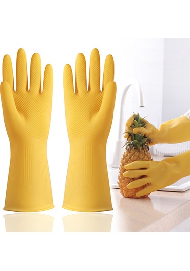 Yuntech01 Ev Temizliği Eldiveni İnce Oxford Lateks, Su Geçirmez Kaymaz, Yıkama Temizlik İçin Dayanıklı Esnek S Boyutu