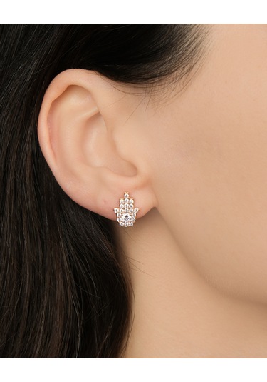 Lekka Design Kadın Kararmaz Çelik Lüks Zirkon Taşlı Fatma Ana Eli Küpe