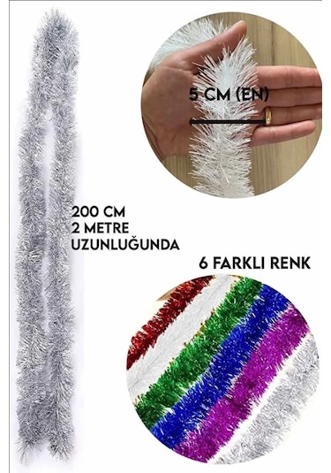 6lı Yılbaşı Çam Ağacı Süsü Gümüş Kırmızı Fuşya Beyaz, Mavi Yeşil