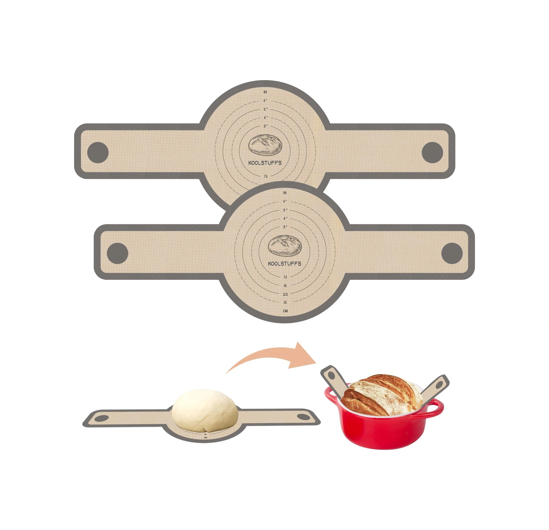 Hombey Gıda Grubu Silikon Fırın Matları, Uzun Kollü, Yeniden Kullanılabilir, Hamur Taşıma, Lezzetli Ekmek Pişirme İçin Gri