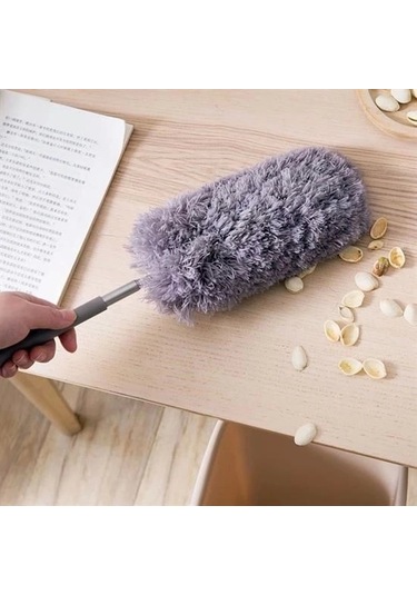 140 Cm Teleskopik Uzatılabilir Mikrofiber Yumuşak Başlıklı Gri Toz Alma Fırçası Toz Püskülü Lisin Çok Renk