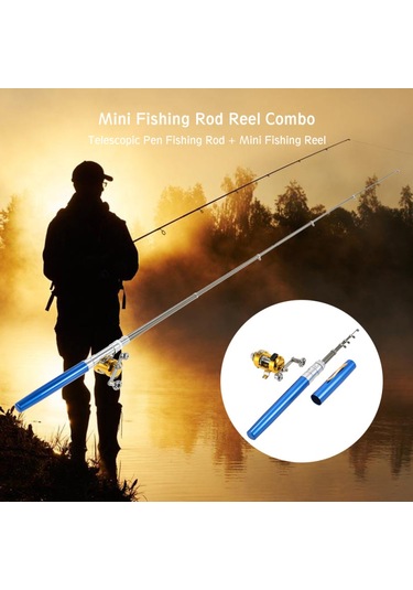 Mufunye Cep Olta Kamışı, Dolma Kalem Olta Kamışı, Dörtlü Set Olta Kamışı + Yem + Misina + Balık Kutusu Mavi