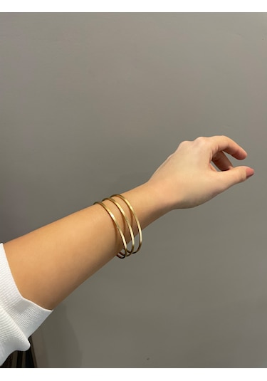 Paslanmaz Çelik Ajda Bilezik İnce Gold Kararmama Garantili Gold