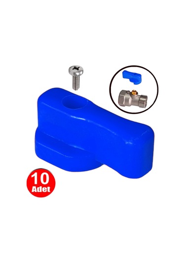 Mavi Plastik Mini Küresel Vana Başlığı Kollektör Kolu Ara Musluk Kelebek Başı -10 Adet