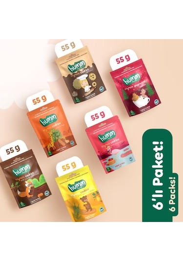 Organik Tatlı Kurabiyeler Atıştırmalık Paketi - 6 Adet 6 Çeşit 320 G