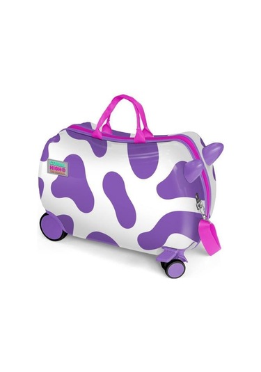 Coral High Kids Mor İnek Desenli Otur-çek Çocuk Valizi 16359 Çok Renkli
