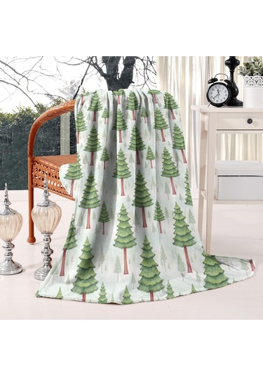 Noel Desenli 50x60 İnç Polar Battaniye, Yumuşak, Hafif Ve Kalın, Erkek, Kadın Ve Çocuk İçin Noel Çam Ağacı
