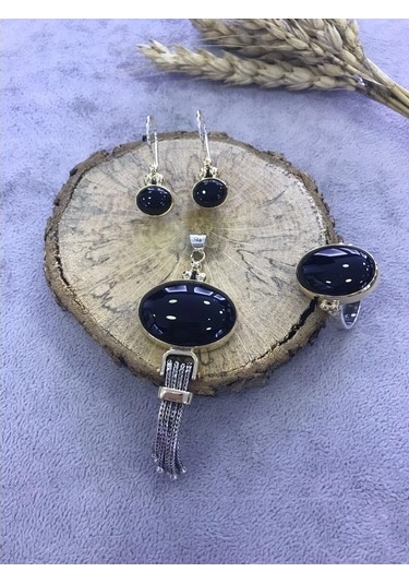 Oniks Taşlı Gümüş Set 925 Ayar Taş (512167420)