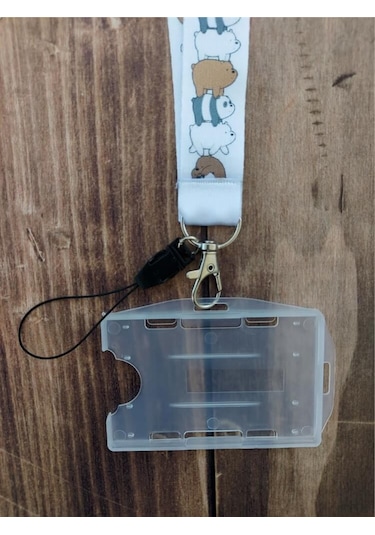 Kafadar Ayılar Geniş Kart Askısı Yaka Kartı Boyun Askı İpi Telefon Askısı Yatay Dikey Kart Koruyucu