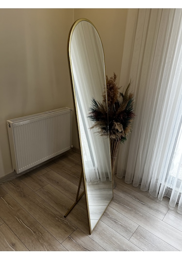 Gold Oval Ayaklı Boy Aynası 50x160 Altın