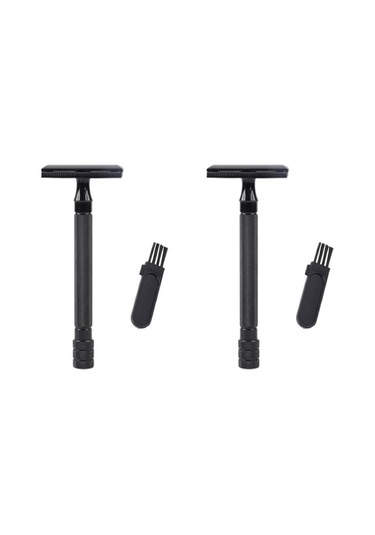 Joyhub 2x Çift Kenarlı Uzun Saplı Emniyetli Jilet - Siyah Manuel Tıraş Makinesi Siyah Tıraş Makinesi Yedek Başlığı Vw5nqe