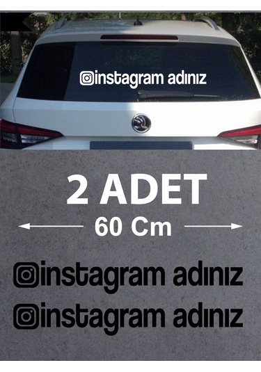 Kişiye Özel İnstagram Adresi Sticker - İnstagram Sosyal Medya Sticker - Araba Oto Motosiklet Karavan Sticker 00062 60 Cm