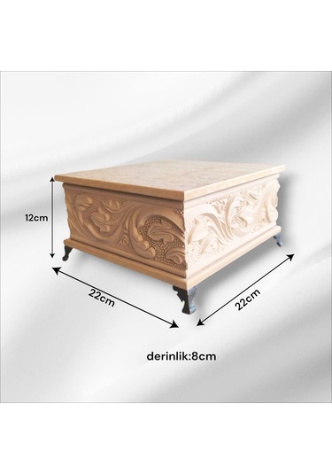 Ahşap- Ham Mdf- Desenli-takı-makyaj-aksesuar- Ayaklı Kare Kutu