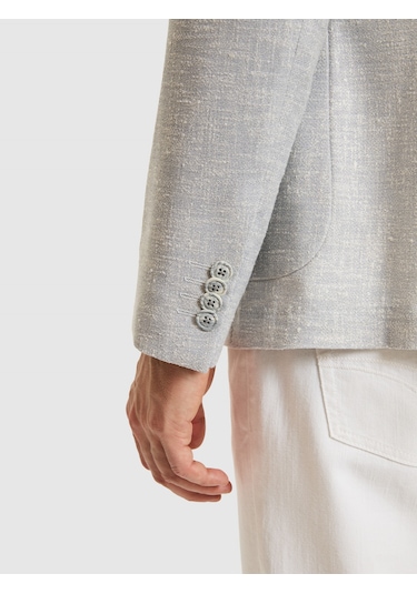 Cacharel Açık Gri Slim Fit Yün Keten Karışımlı Ceket