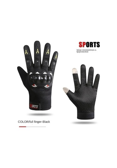 Motosiklet Sürüş Eldivenleri Motosiklet Kaymaz Koruma Aşınmaya Dayanıklı Dokunmatik Ekran Eldivenleri Motosiklet Tam Nokta Siyah