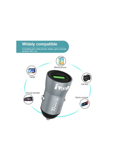 Sones Ivon Cc39 18w 3.1a Qc 3.0 Usb Araç Şarj Cihazı + 1m Usb - Usb-c / Type-c Hızlı Şarj Veri Kablosu Seti