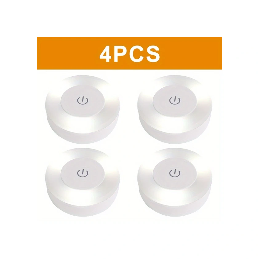 Sunshine011 Beyaz 4 Adet Led Dokunmatik Gece Lambası, Şarj Edilebilir Manyetik Duvarlamp, 3 Modlu