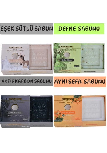 ﻿Hmd Bitkisel Kozmetik Eşek Sütlü + Defne + Aktif Karbon + Aynı Sefa Sabunu 4 x 125 G