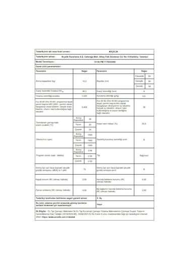 Arçelik 10140 PM 10 KG 1400 Devir Çamaşır Makinesi