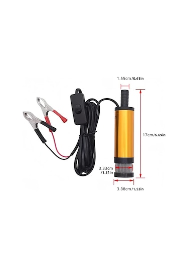 Xuweiwei 1 Bilgisayar 12v Dc Taşınabilir Su Pompası Alüminyum Altın Kabuk Yakıt Transfer Pompası